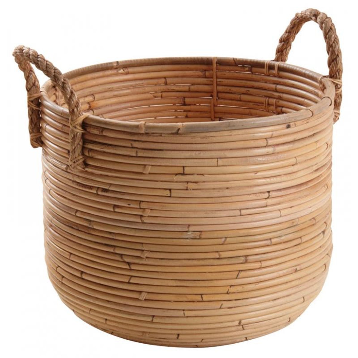 Cache-pot en poelet et corde Diam 29 cm couleur unique, AUBRY GASPARD