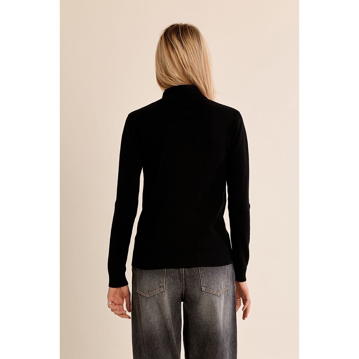 Camisola de gola subida com botões preto , MOLLY BRACKEN