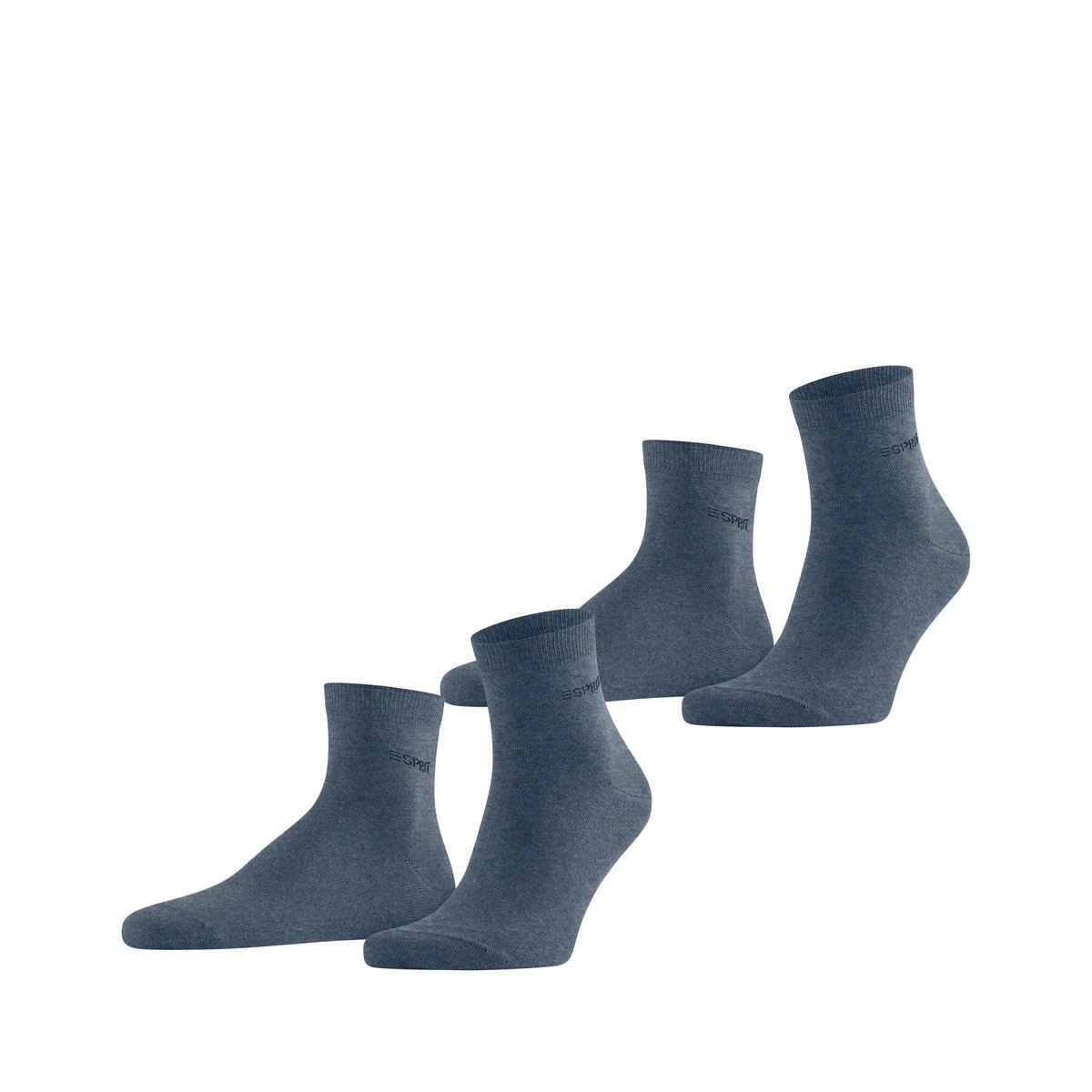 Chaussettes courtes Basic Uni 2-Pack Opaque denim, ESPRIT