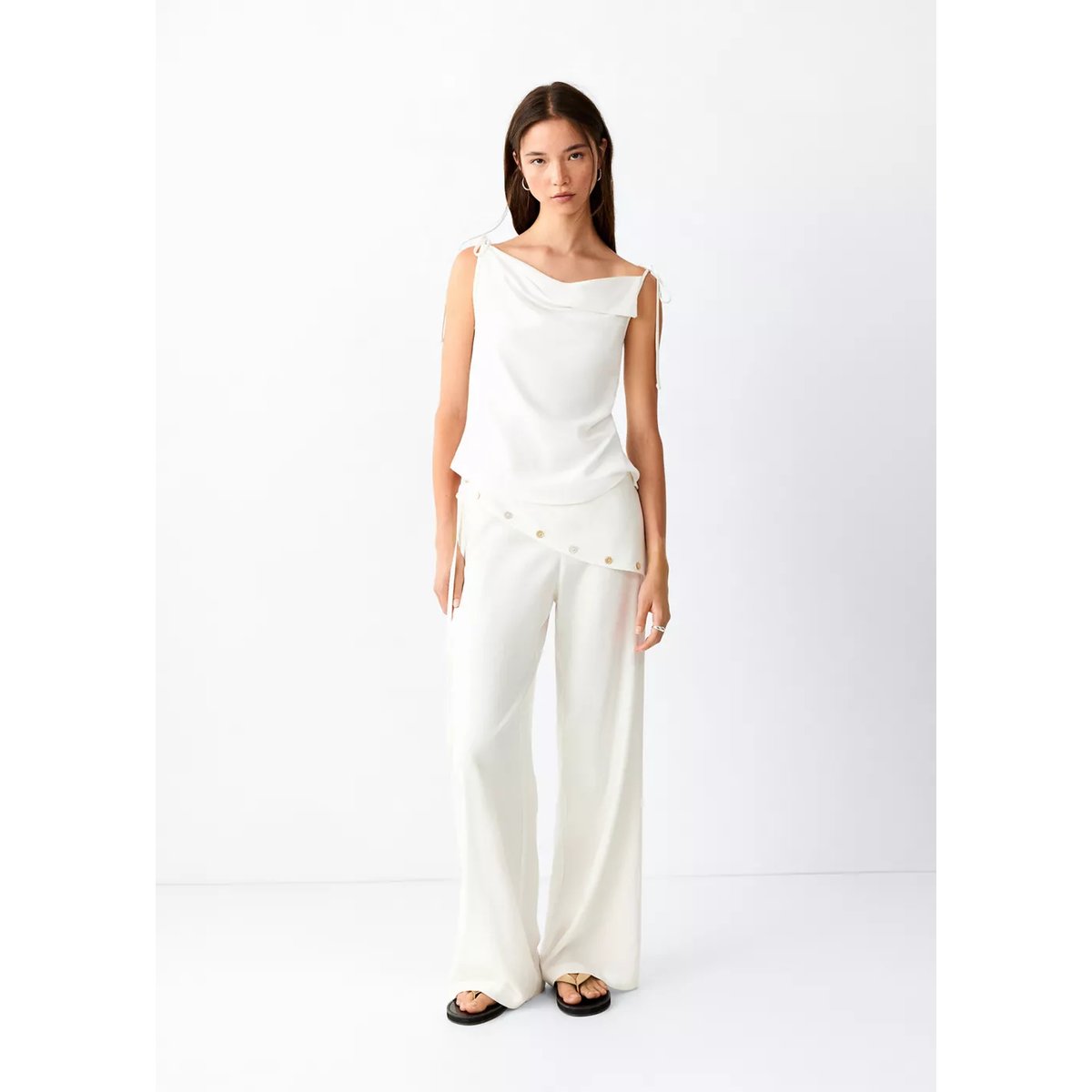 Top ajusté asymétrique blanc cassé, MANGO TEEN