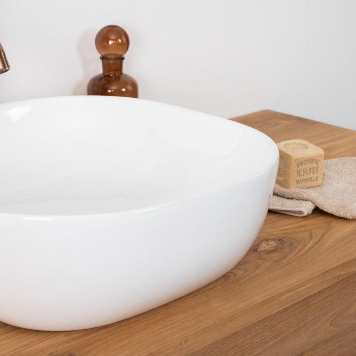 Vasque en céramique carrée à poser 43 cm PHÉBIE blanc, WANDA COLLECTION