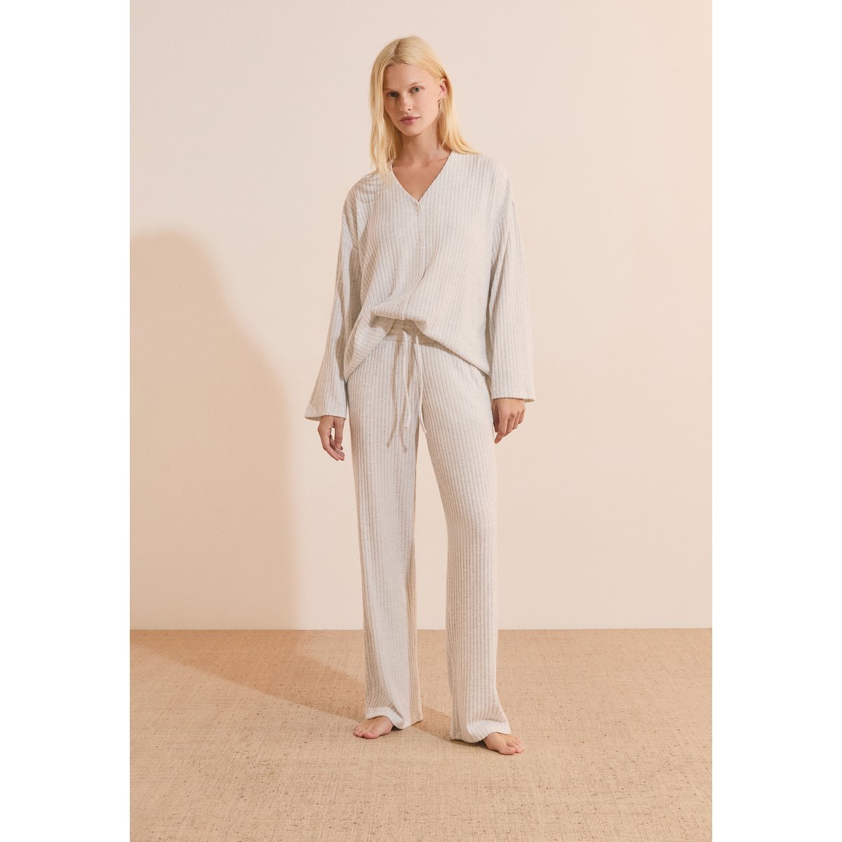 Pantalon de pyjama côtelé BERENICE gris, ETAM
