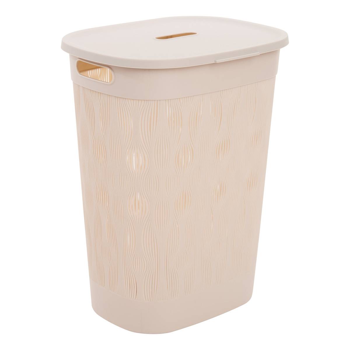 Corbeille à linge 40L avec couvercle LEAF beige, 5FIVE SIMPLY SMART