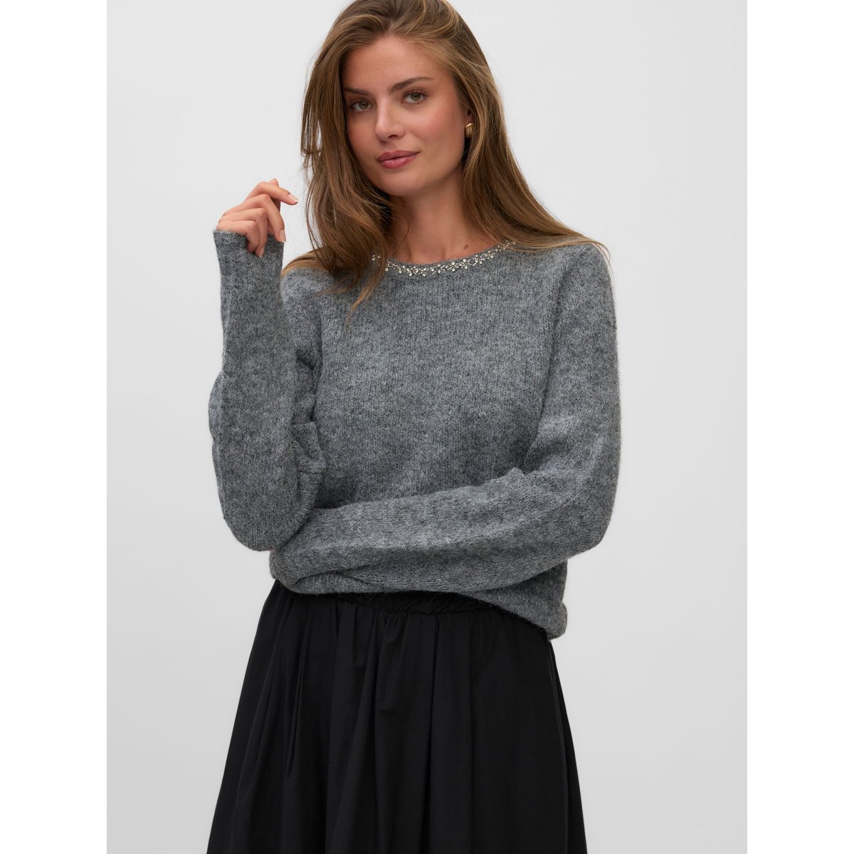 Pull dark grey melange, VERO MODA