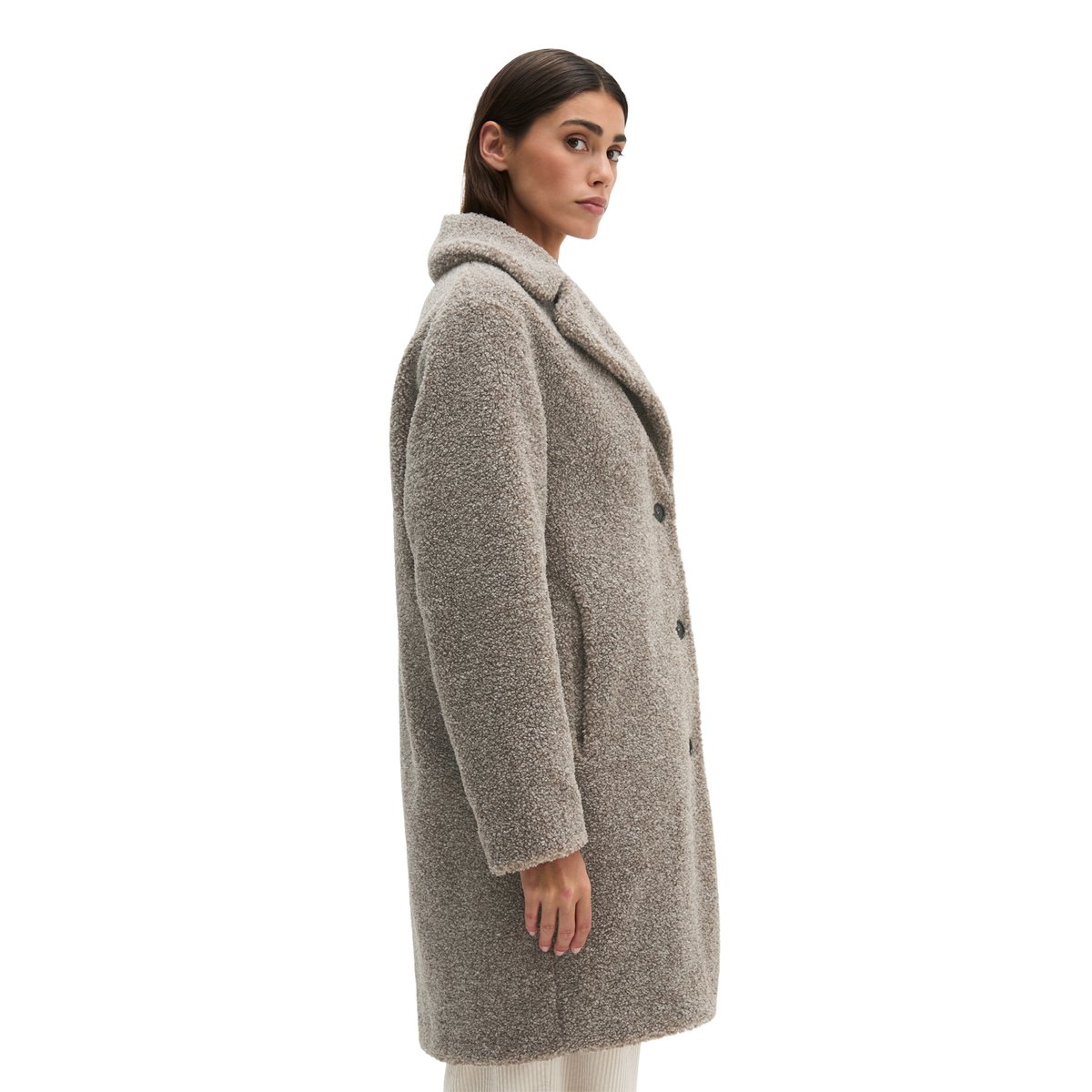 Veste en peluche coupe classique en peluche Curly toute douce beige, MARC O'POLO