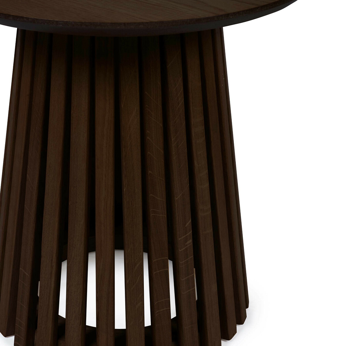 Osric Round Dark Oak Slatted Side Table dark oak wood, SO'HOME