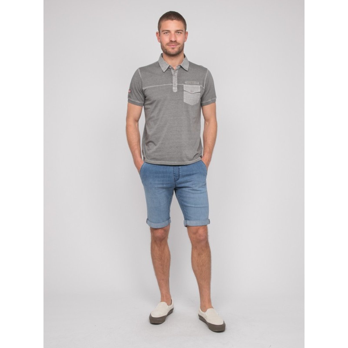 Polo Manches Courtes Coton Pilotoma gris, RITCHIE