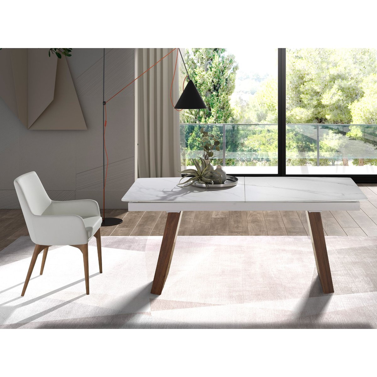 Chaise en similicuir blanc | noyer, ANGEL CERDA