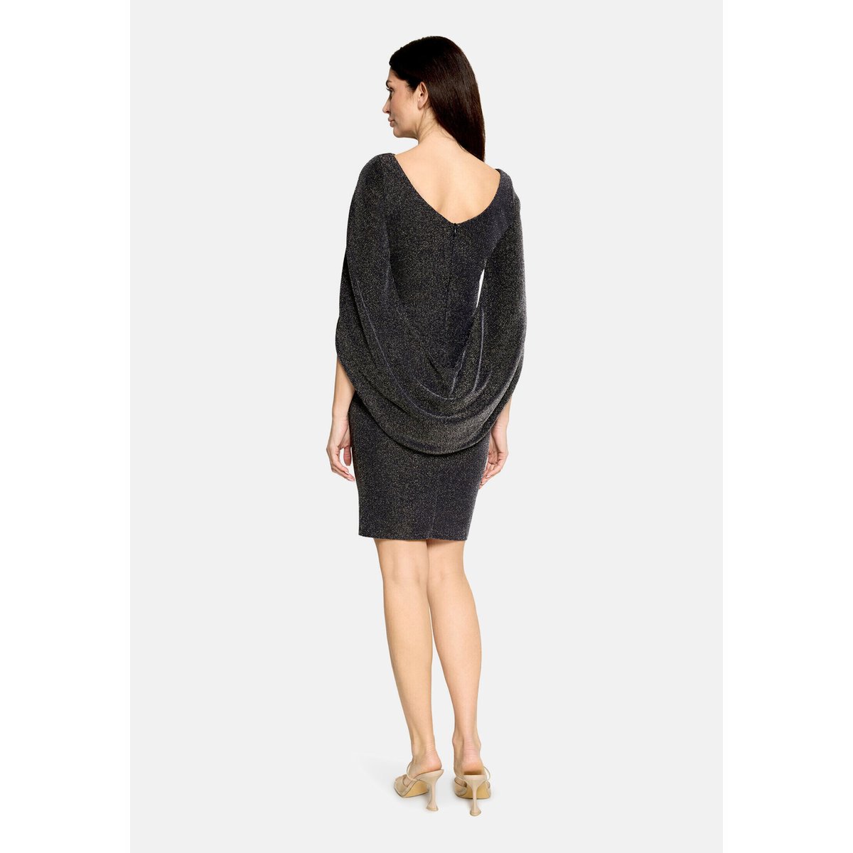 Robe de cocktail au look scintillant bleu foncé/gris, VERA MONT