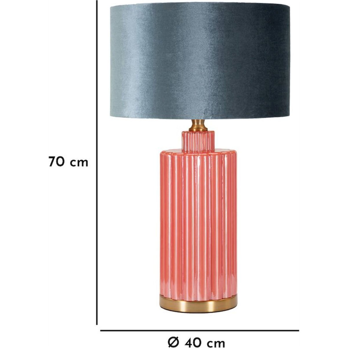 Lampe à poser verre et fer abat-jour velours rouge et bleu, RECOLLECTION