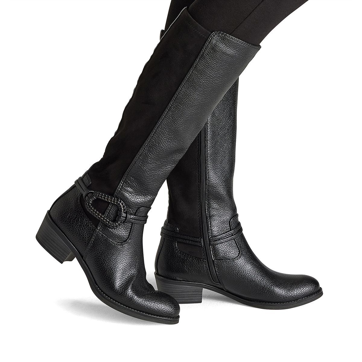 Bottes talon bloc noir combiné, MARCO TOZZI