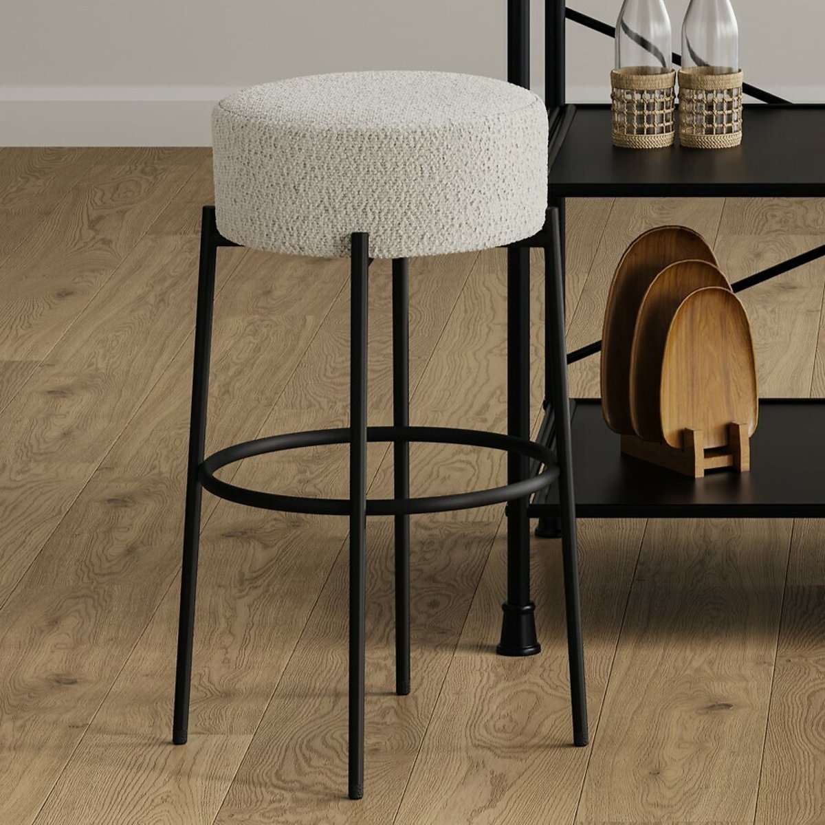 Aine Bouclé Barstool ivory, SO'HOME