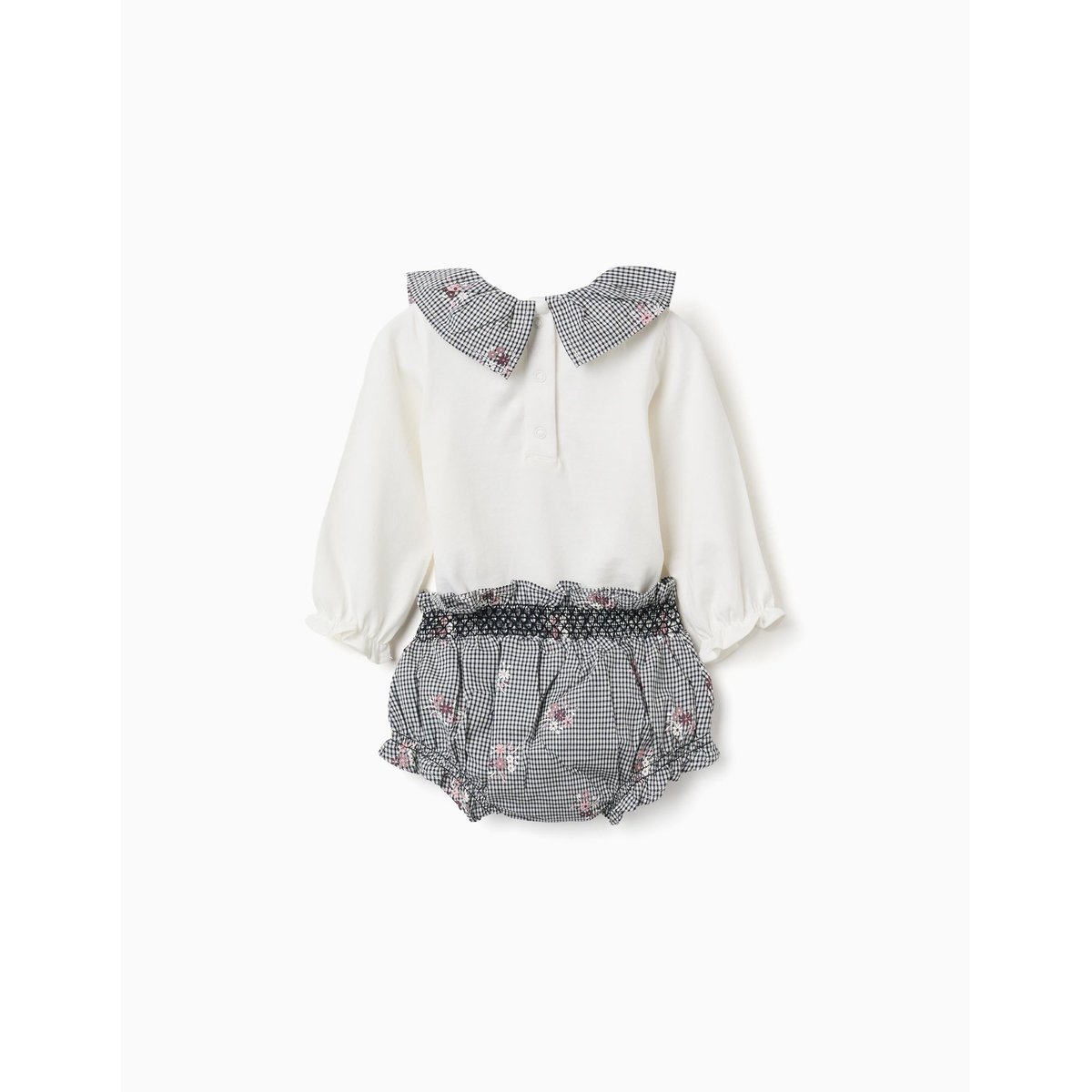 Body en coton et bloomer à carreaux Vichy blanc, ZIPPY
