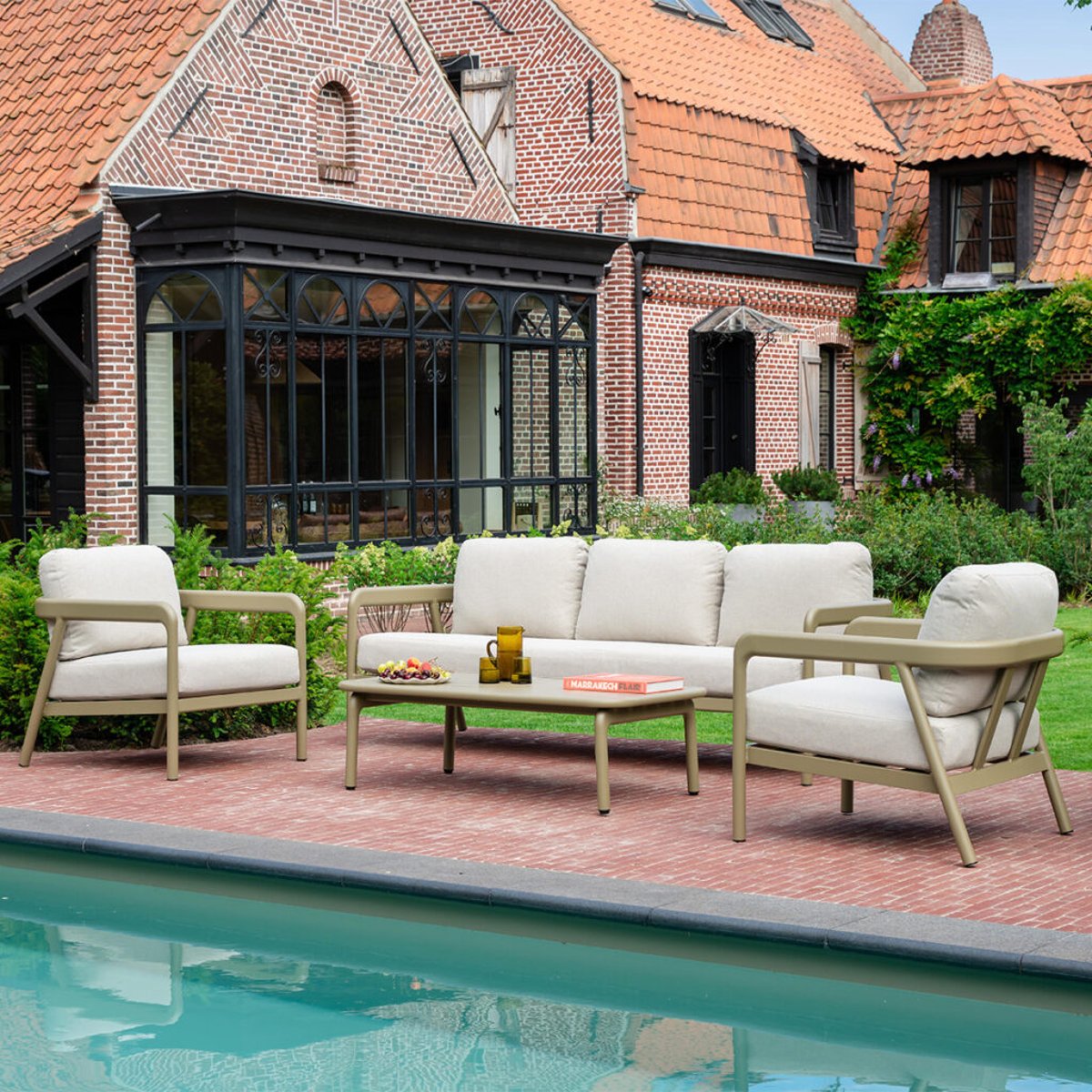 Salon de jardin bas 5p en aluminium Kaki clair LINDOS kaki clair, WILSA GARDEN