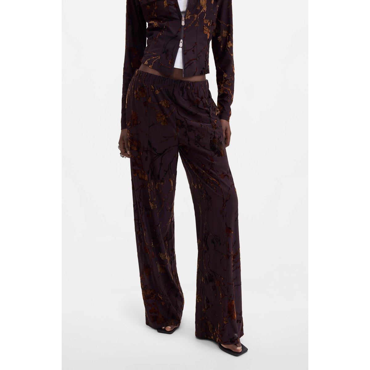 Pantalon long floqué marron, DESIGUAL