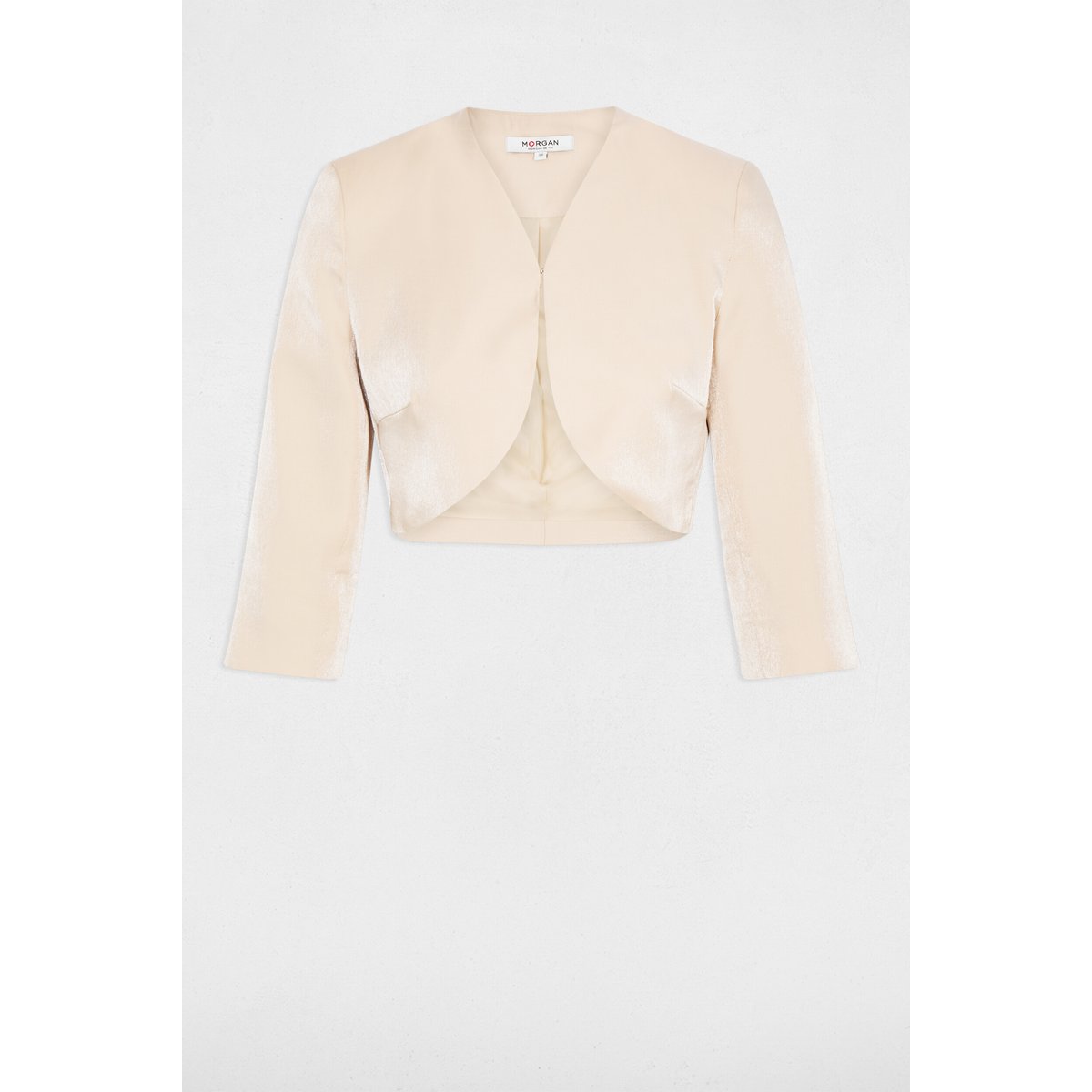 Boléro ajusté manches 3/4 beige clair, MORGAN