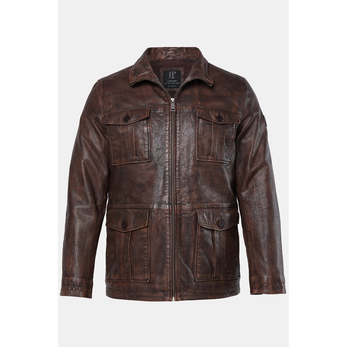 Veste en cuir, cuir marron foncé, JP1880