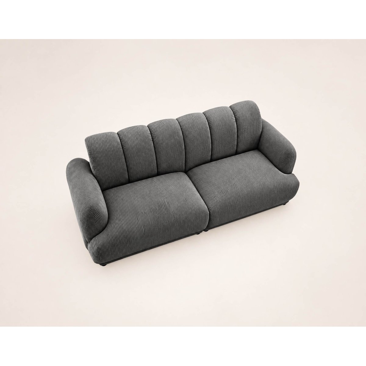 Luigi - Canapé droit 3 places en velours côtelé gris, BEST MOBILIER