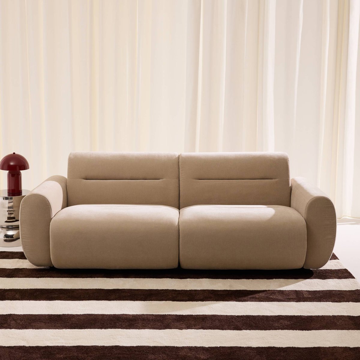 Canapé 3 places tissu VINTY beige, SWEEEK