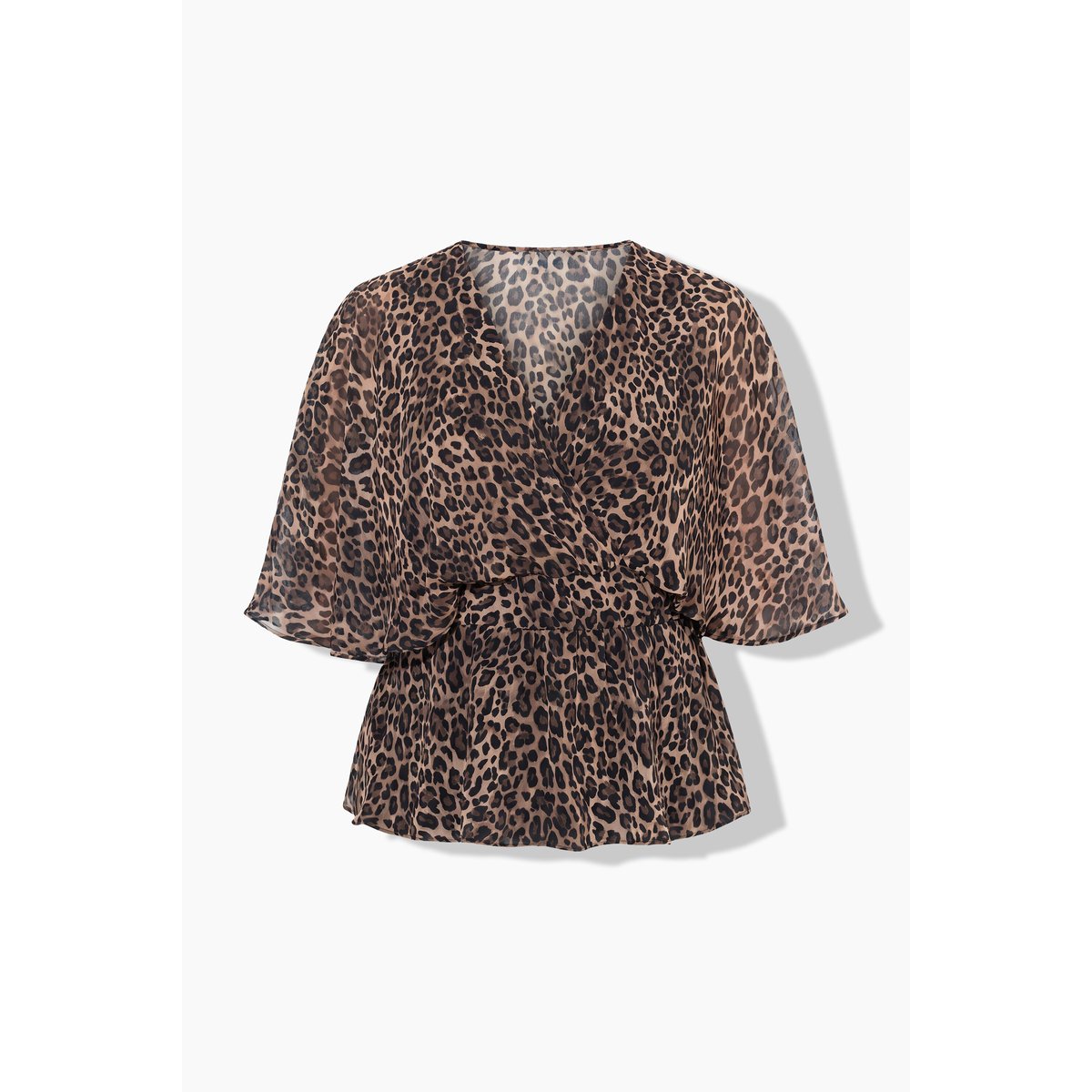 Blouse en mousseline motif léopard champagne clair, ULLA POPKEN