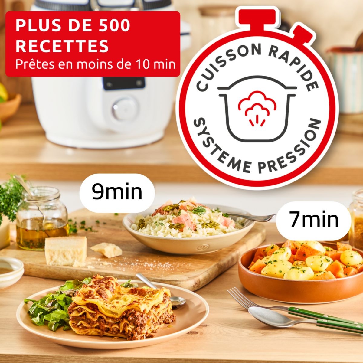 Cookeo Multicuiseur Airfryer Cookeo Infinity sans pale Blanc CE9721F0 16 modes de cuisson, 6,5 L couleur unique, MOULINEX