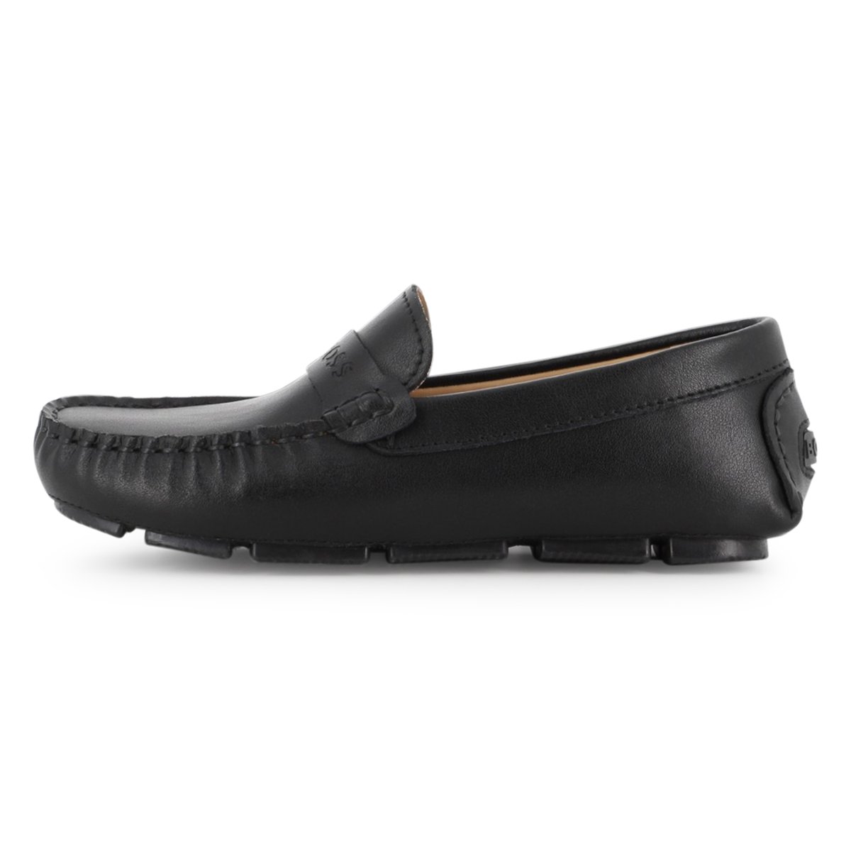 Moccasins en cuir de vachette black, BOSS KIDSWEAR