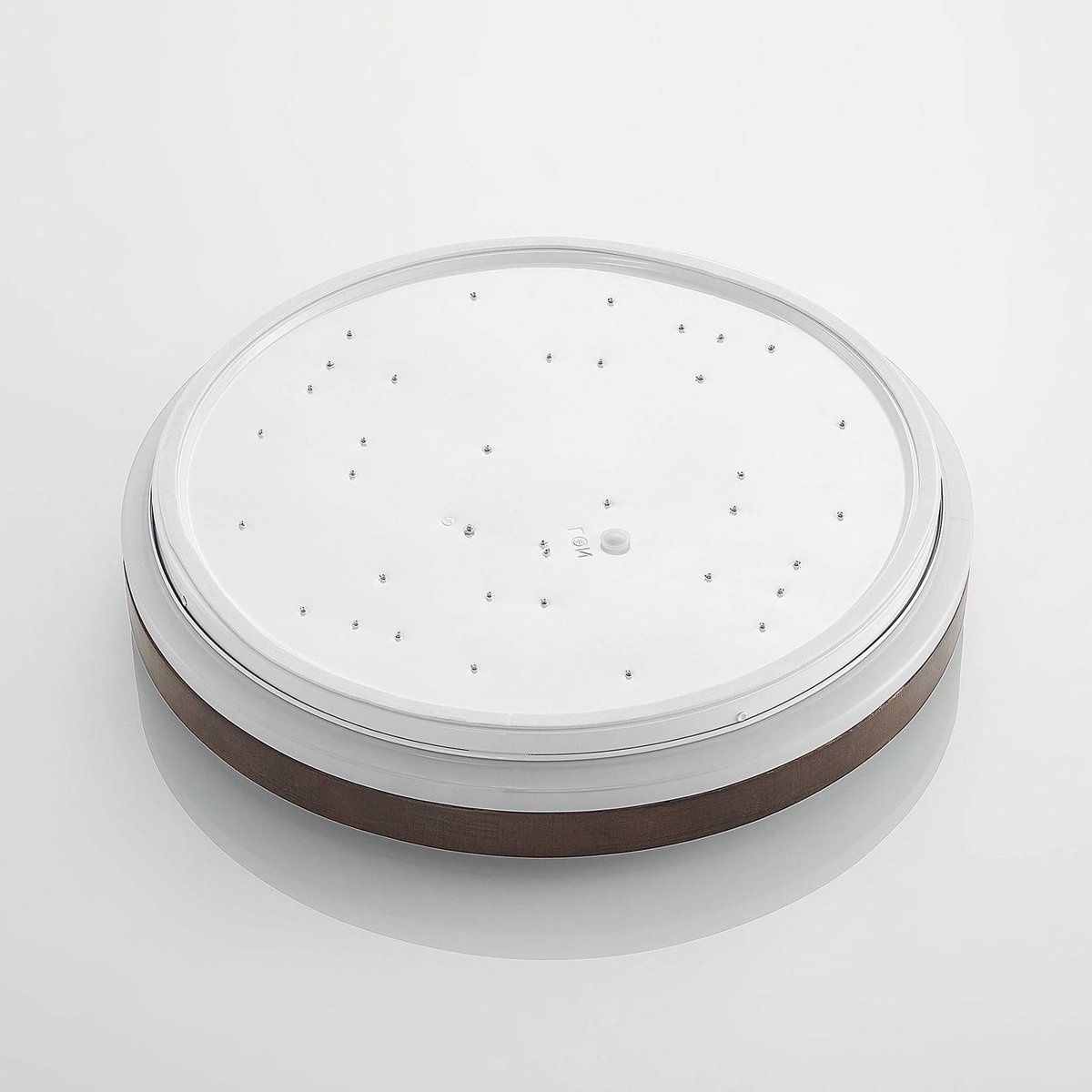 Plafonnier en bois moderneLED, Hudsona blanc, bois foncé, LINDBY