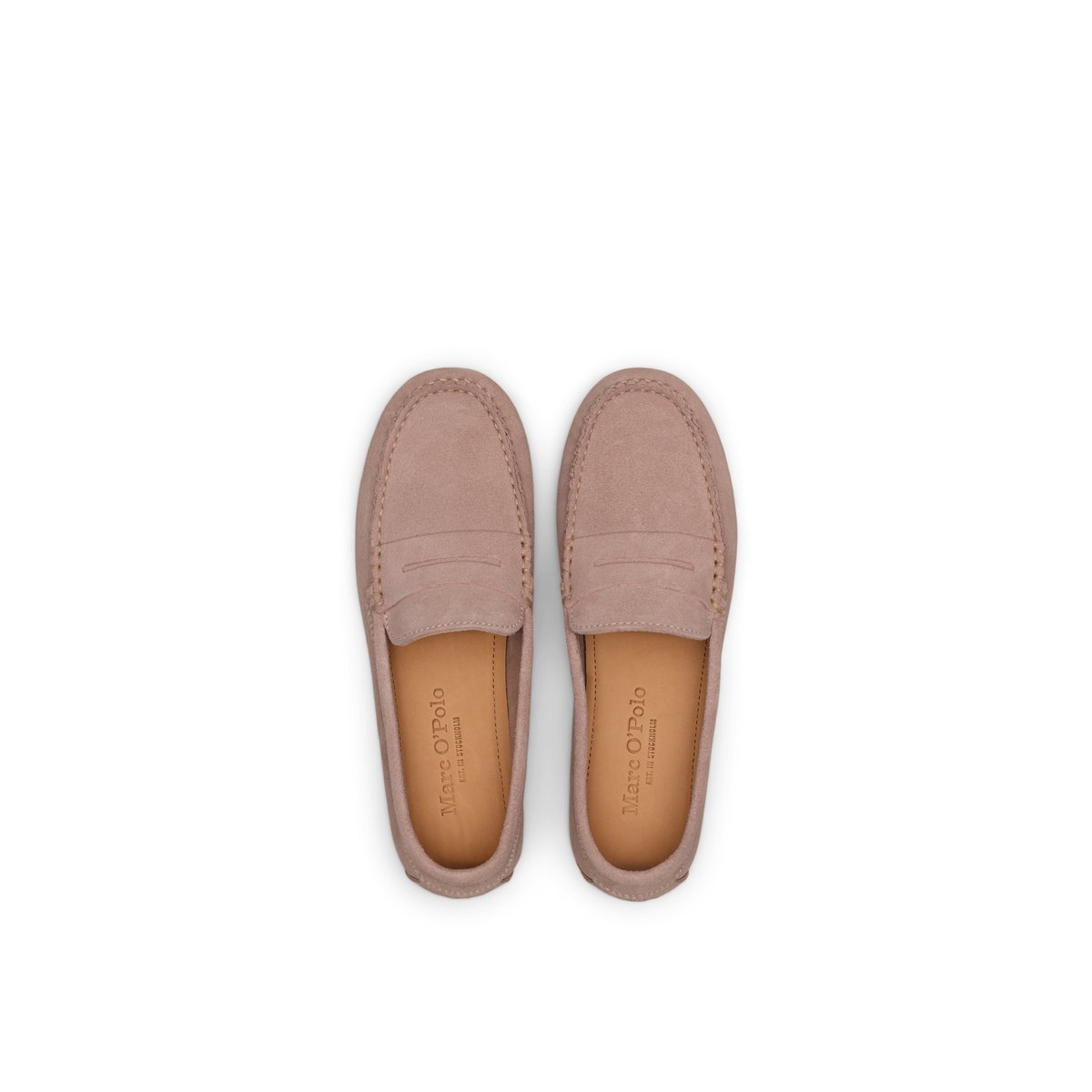 Mocassin modèle Selma en cuir de vachette velours rose, MARC O'POLO