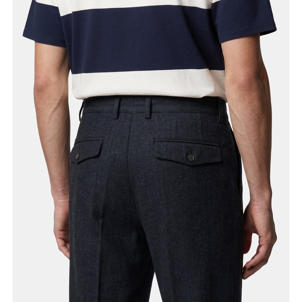 Pantalon à pinces tanflan flanelle bleu marine, GALERIES LAFAYETTE