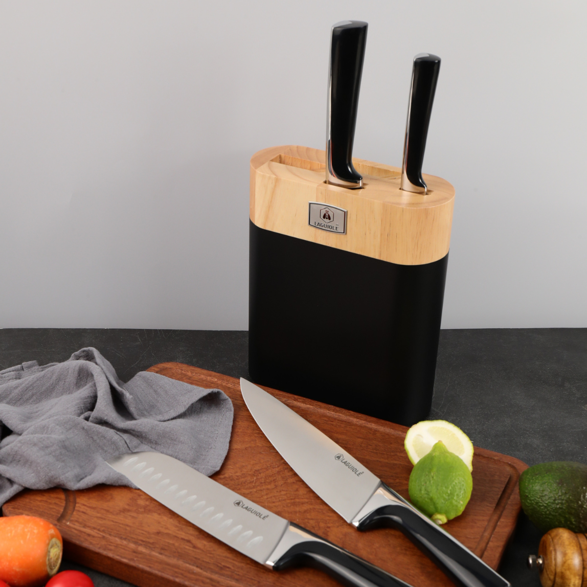 Bloc de 4 couteaux - "Scintibois" couleur unique, LAGUIOLE CUISSON