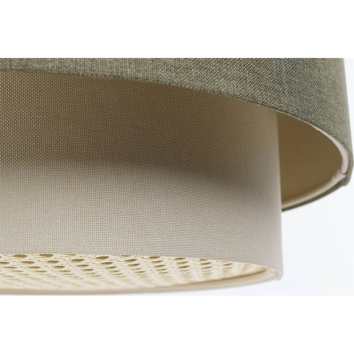 Suspension ronde en tissu et rotin Boho Elegant beige crème et rotin naturel, BPS KONCEPT