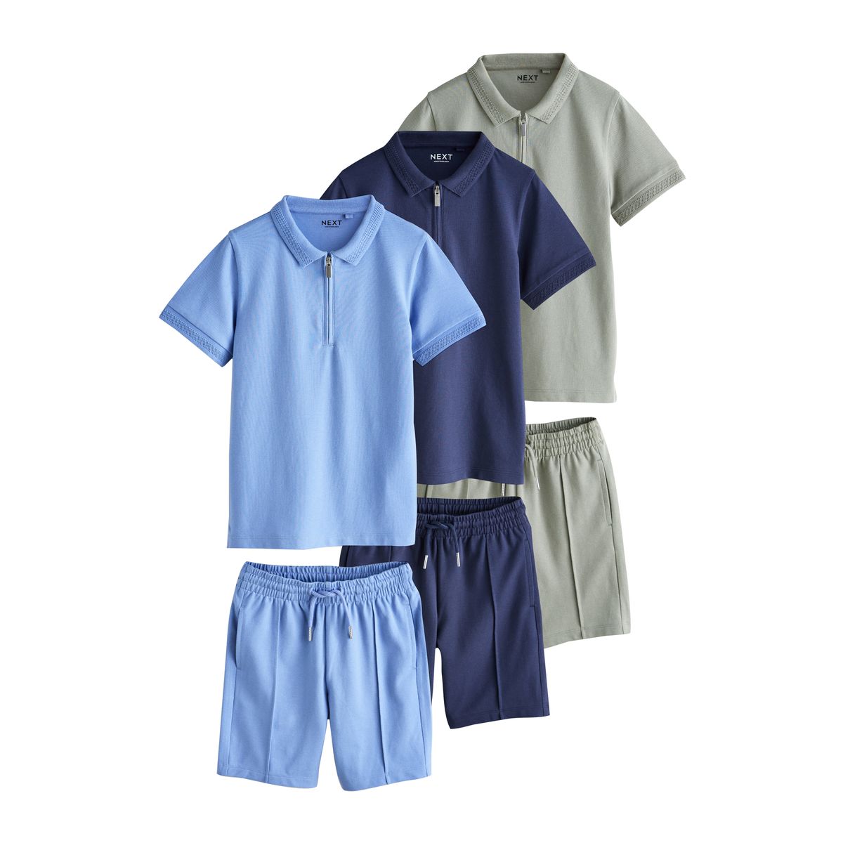 Polo à manches courtes et short, lot de 3 multicolore, NEXT