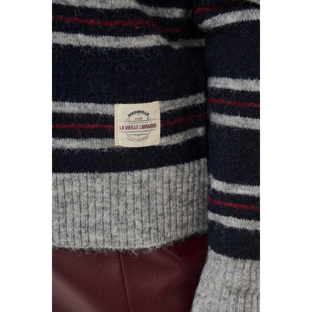 Pullover tricoté bleu navy stripe, CREAM