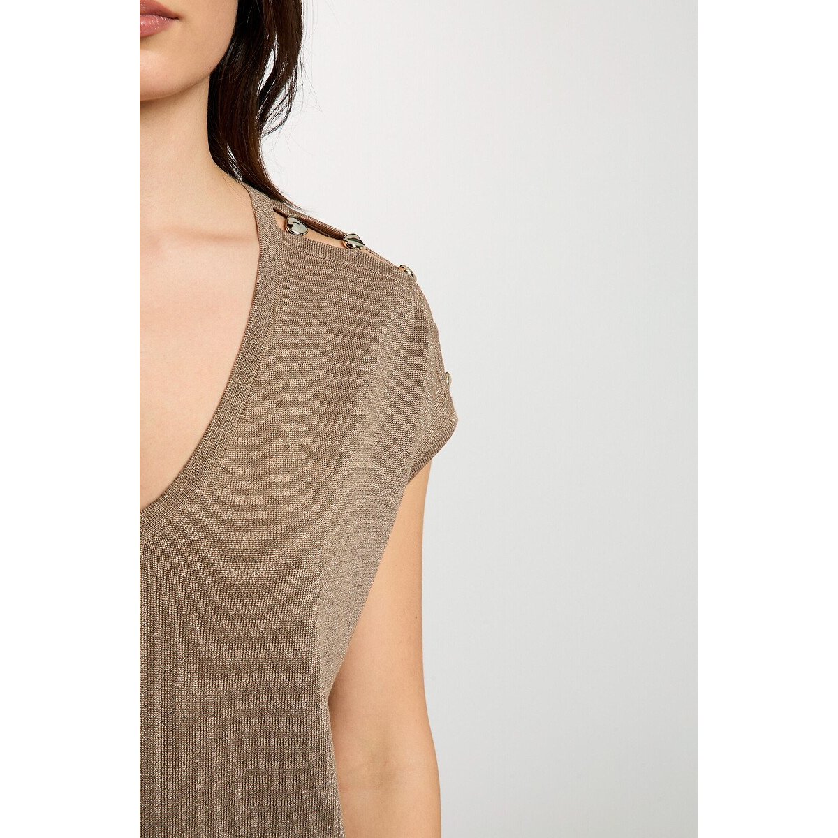 Oversized V-Neck Jumper beige, MORGAN