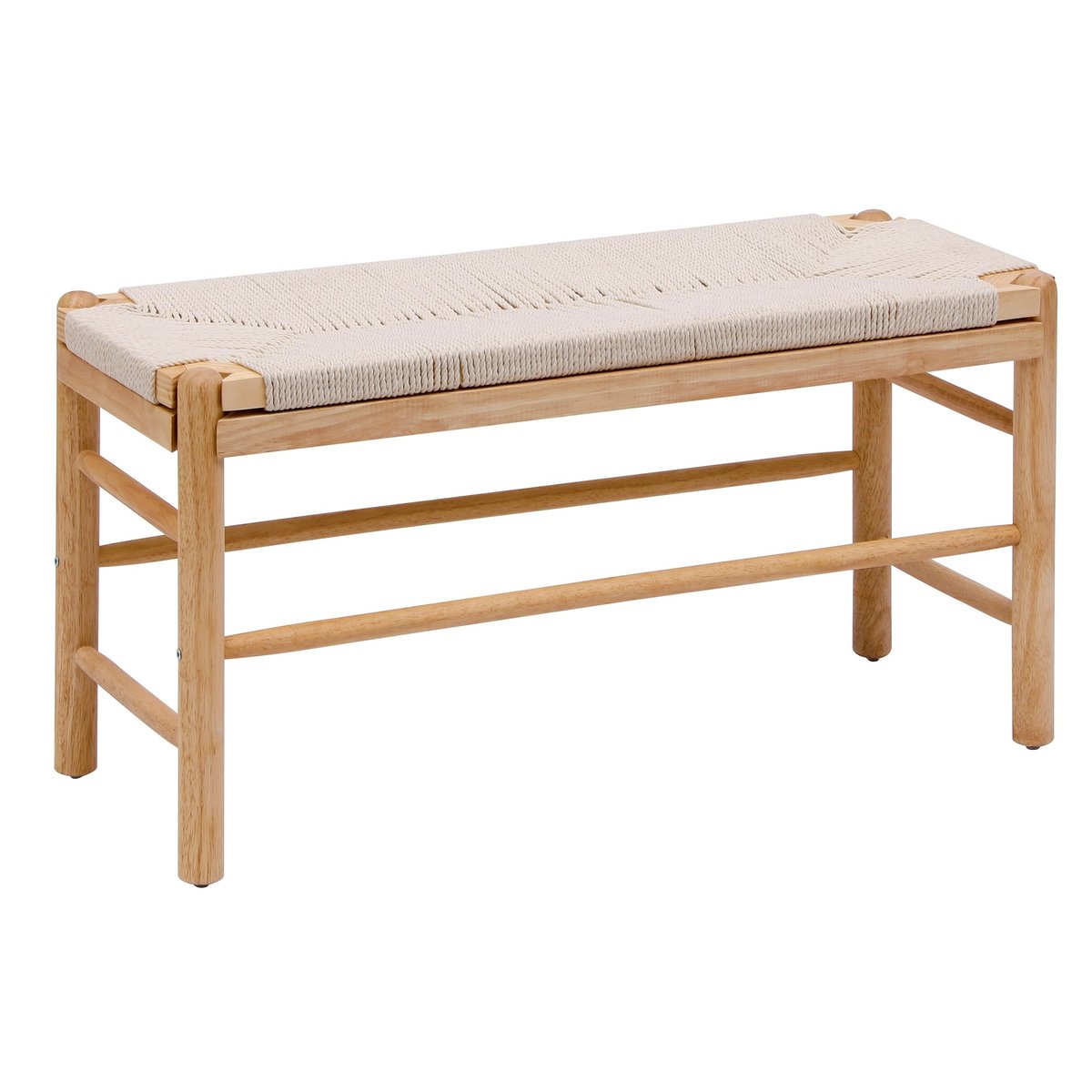 Banc avec rangement, en bois et corde, SANTA bois naturel, NORDLYS