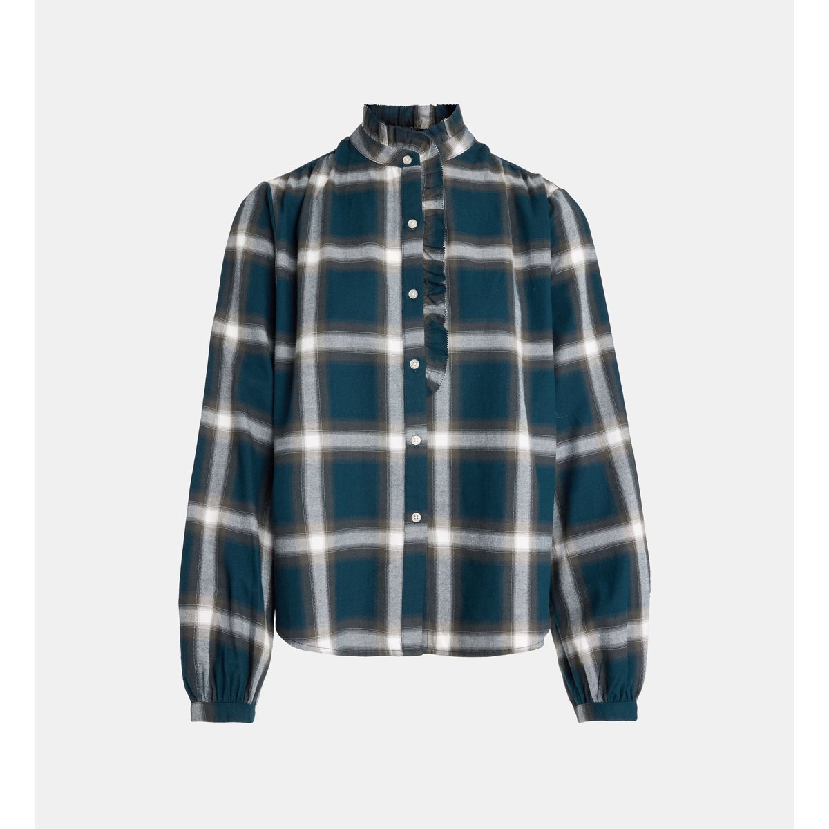 Chemise droite paloma fla ganse carreaux coton bleu marine, GALERIES LAFAYETTE