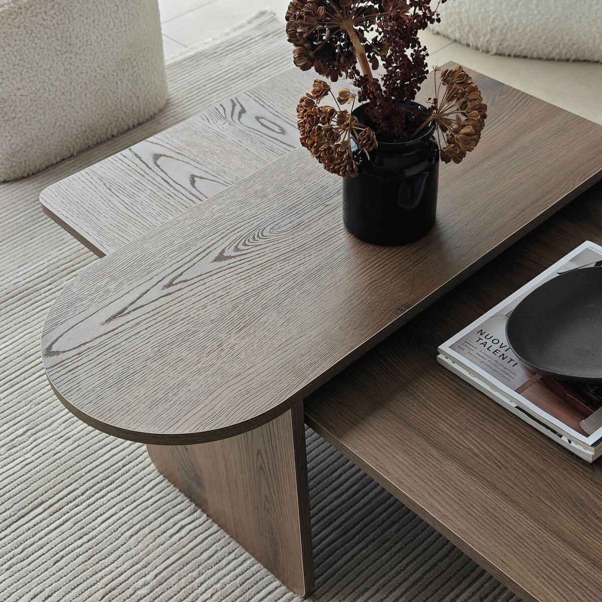 Lot de 2 Tables basses gigognes LIVIA noyer, CALICOSY