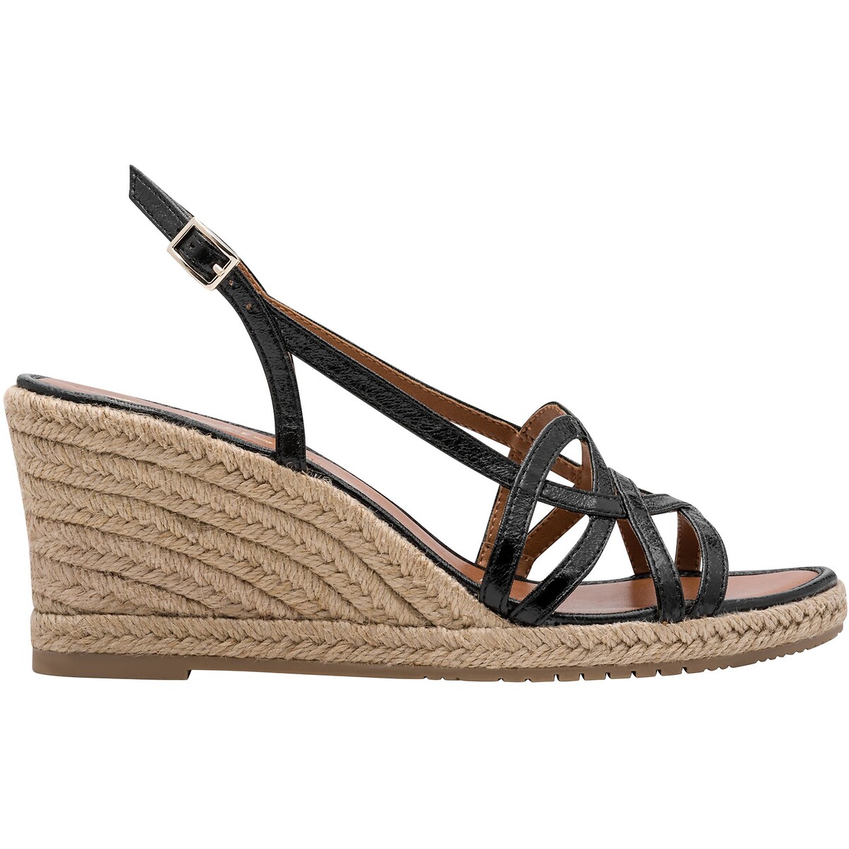 Leather Wedge Sandals black, TAMARIS