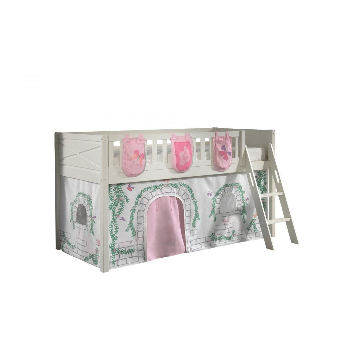 Scott Lit Mezzanine et Rideau Birdy Ses 3 Sacs Rangement Assortis couleur unique, VIPACK