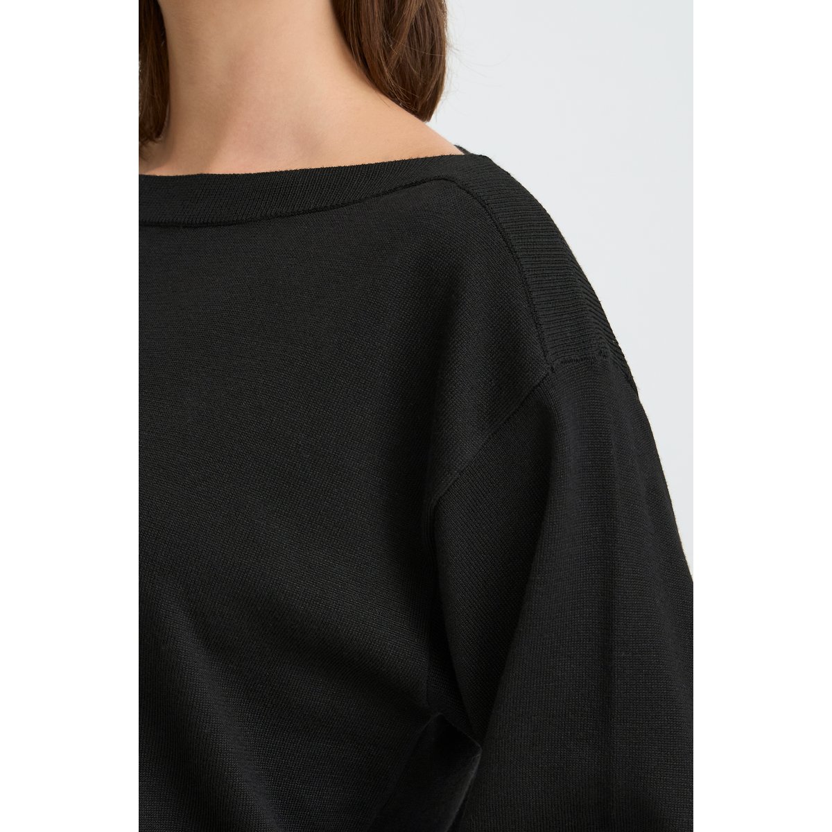 Pull en maille manches longues noir black, ICHI