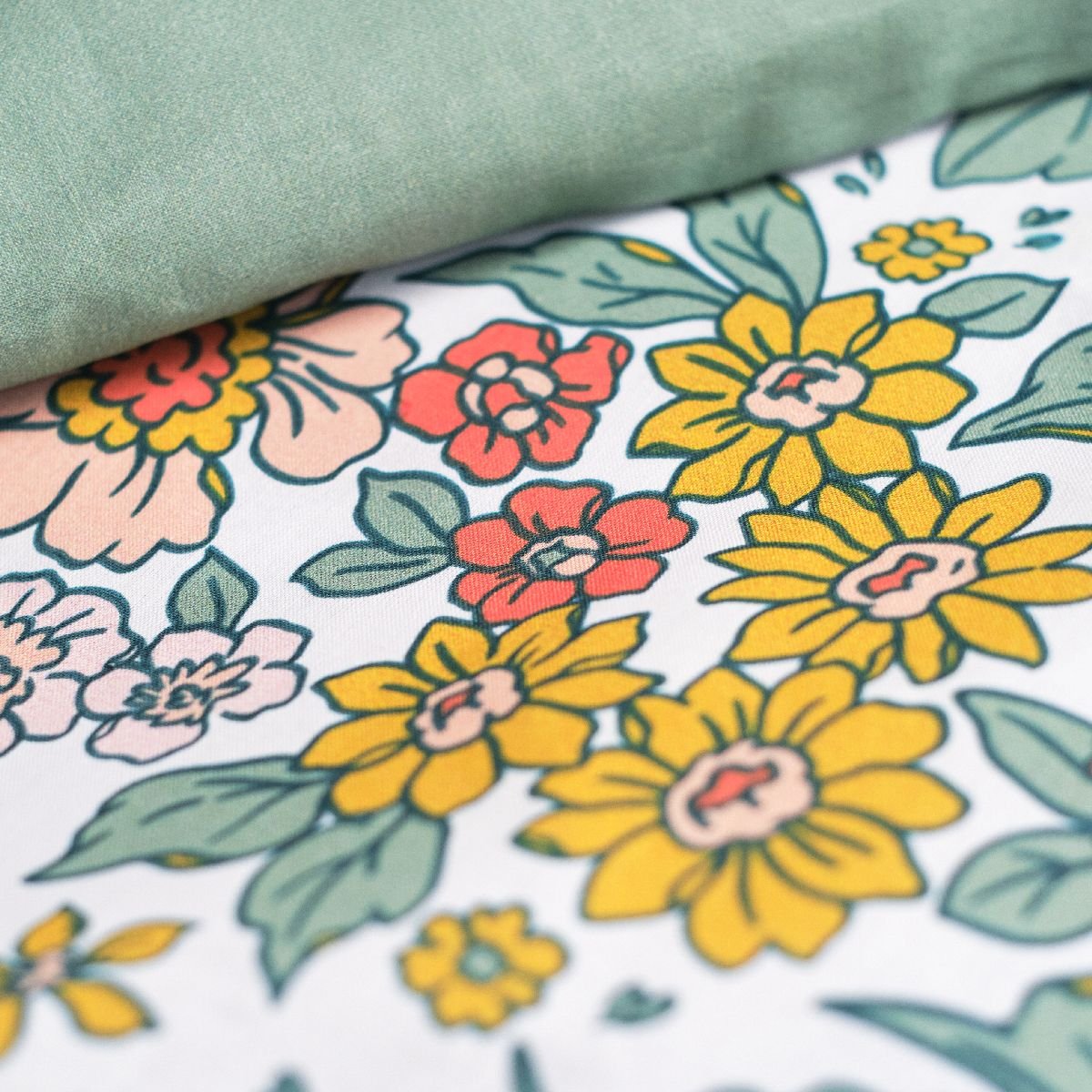 Parure de lit imprimé Floral coton SUNSHINE TONIA vert, TODAY