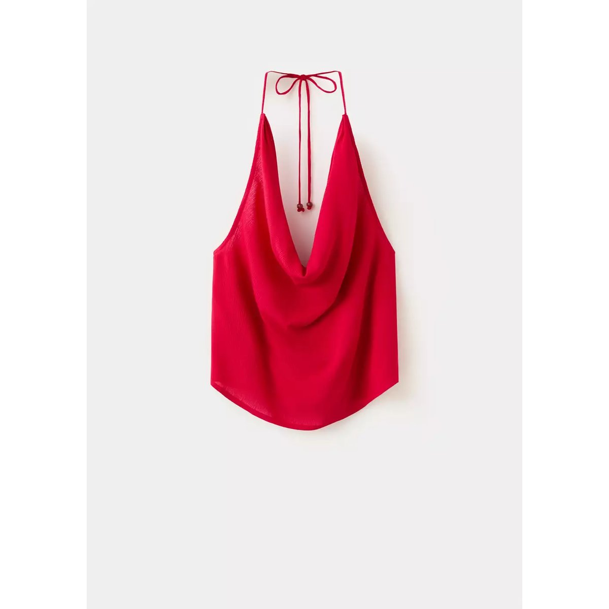 Top emmanchures américaines drapé rouge, MANGO TEEN