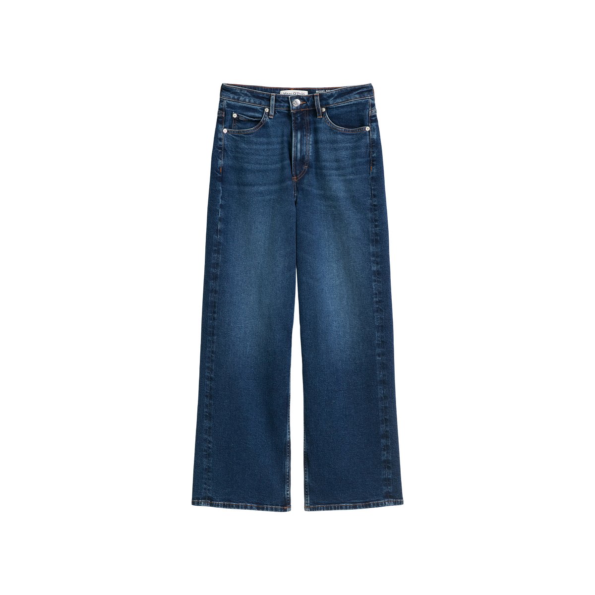 Jeans modèle Tolva large en coton organique mélangé stretch bleu foncé, MARC O'POLO