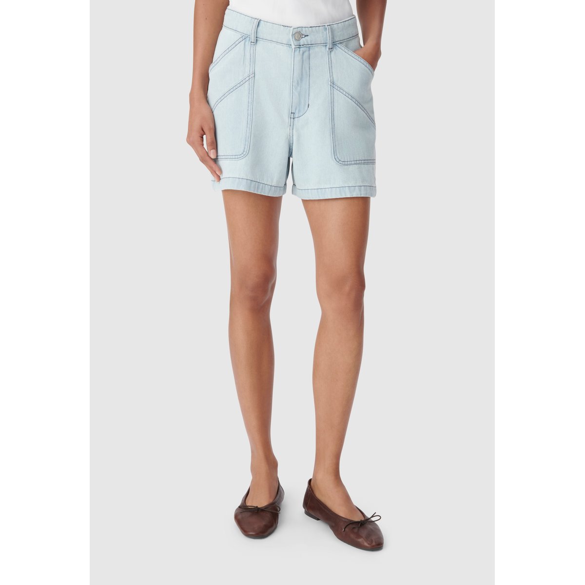 Short en denim brut bleu ciel, IKKS