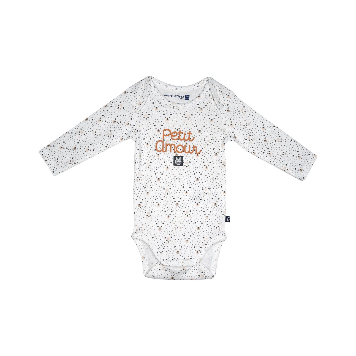 Lot de 3 bodies mael manches longues bebe beige, SUCRE D'ORGE