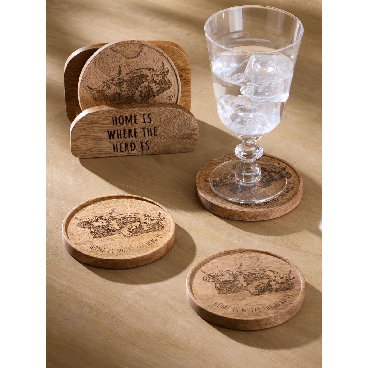 Sous-verre en bois hamish/support, lot de 4 naturel, NEXT