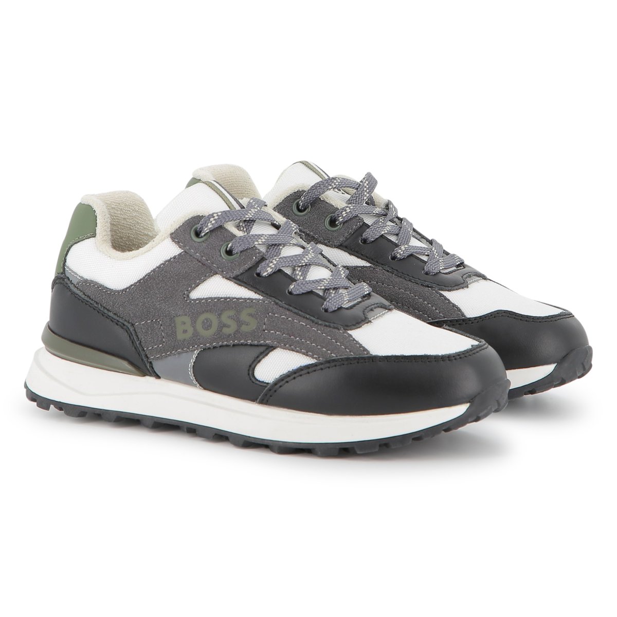 Sneakers stringate black, BOSS KIDSWEAR