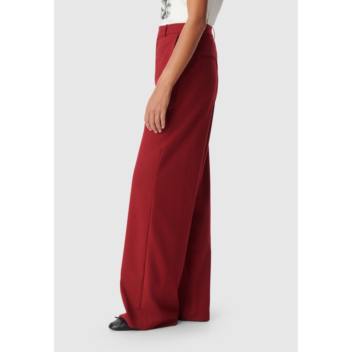 Pantalon de tailleur large rouge foncé, IKKS