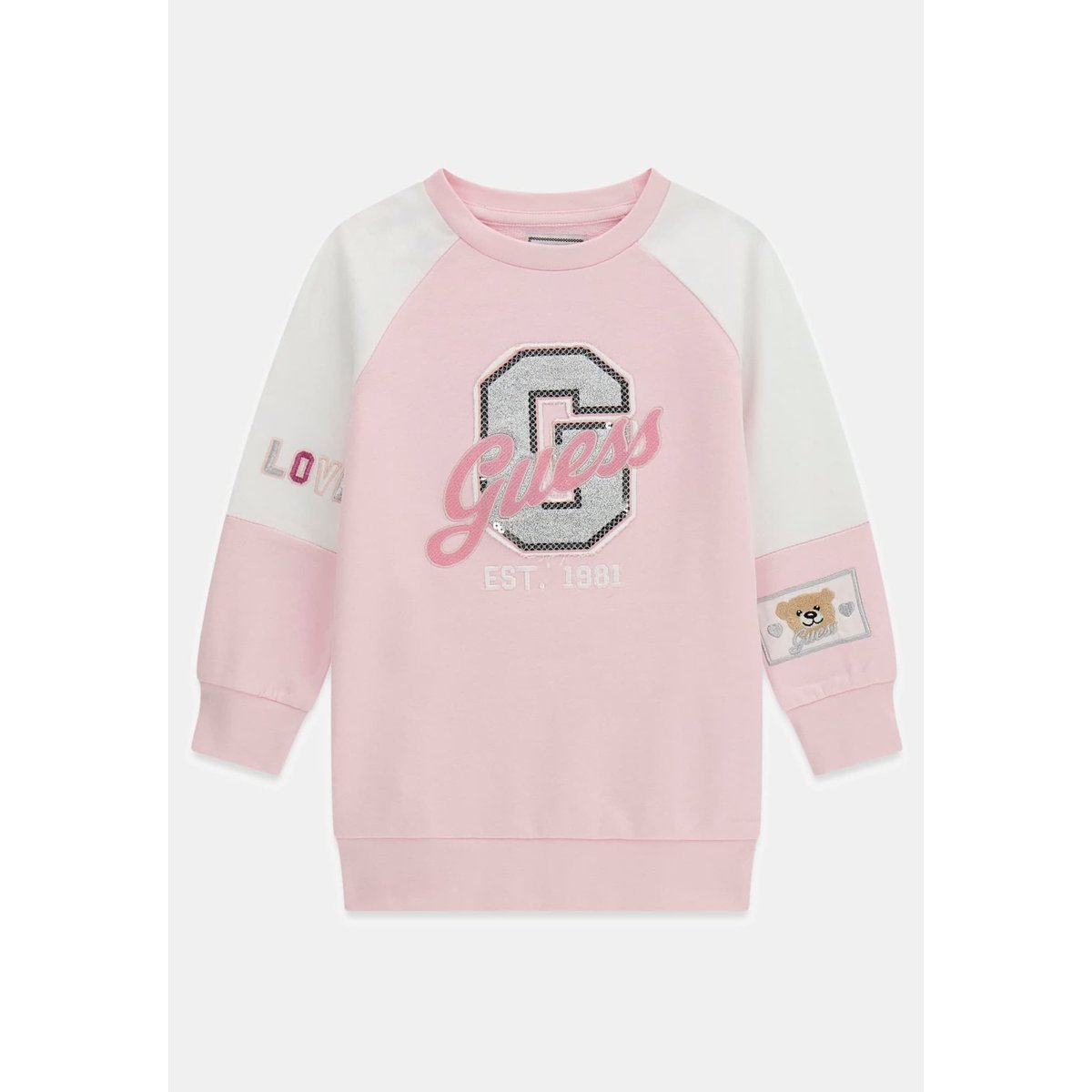 Logo Pailleté Dress rose, GUESS KIDS