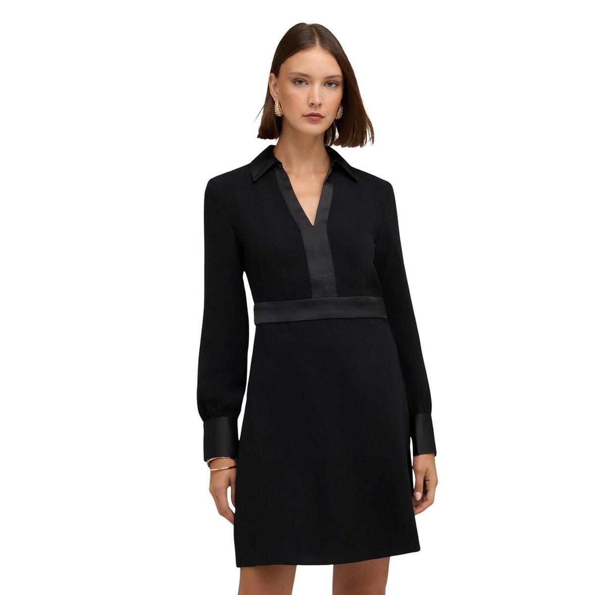 Robe chemisier avec empiècements noir, MOTIVI